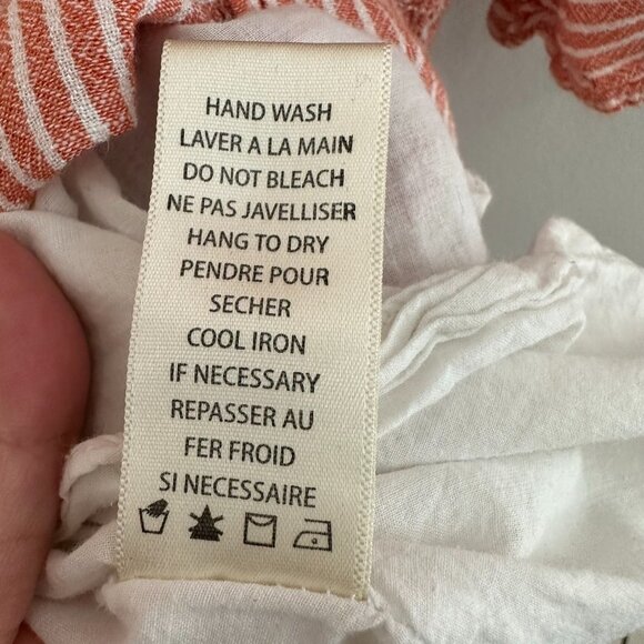 Max Studio Smocked Waist Stripe Tiered Mini Dress Peach Women's XL - Picture 11 of 12